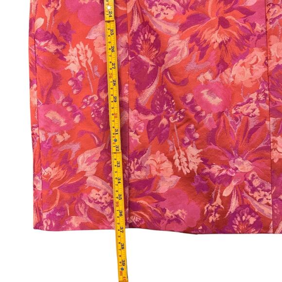 Rickie Freeman Teri Jon Orange Short Sleeve Floral Beaded V-Neck Dress Size 8 - Picture 9 of 10